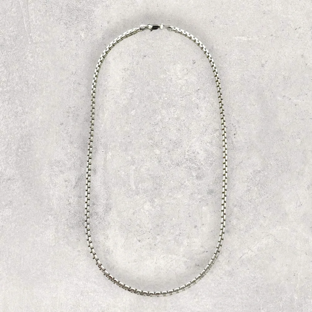 925 ITALY Sterling Silver Diamond Cut 2.75mm Box Chain Men's Necklace - Picture 3 of 6